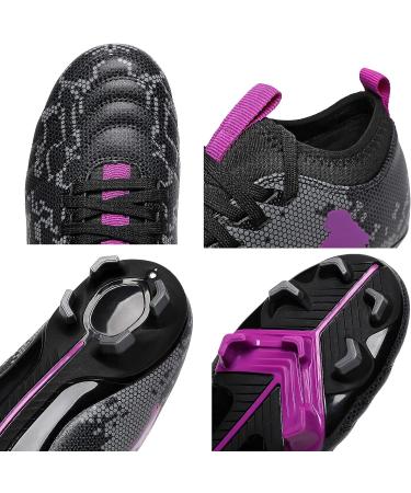TOPSFEBA FG Soccer Cleats Outdoor Training Shoes - Black Purple - Size 8 Women/6.5 Men - Buy Online on GoSupps.com