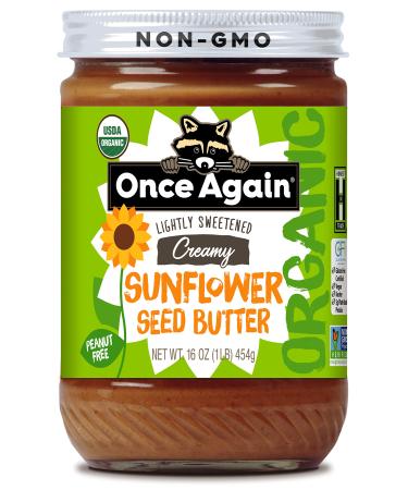 Once Again Organic, Creamy Sunflower Butter - Peanut Free, Lightly Sweetened & Salted - 16 oz Jar