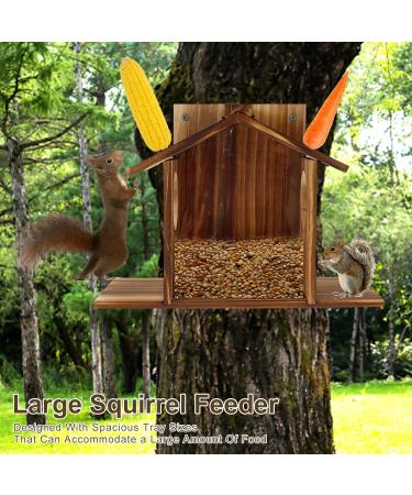 Garden Squirrel Feeder Wooden Squirrel Feeder House Large Capacity Squirrel Feeding Stations Easy to Fill Chipmunk Feeding Platform for Corn Peanuts Outside 32.5x12.5x21cm - Buy Online on GoSupps.com