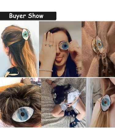 YOSOMK 3 Retro Blue Eye Hair Claw Clips - Unique Design Non-slip Small Hair Clips for Women - Stitching Color Hair Accessories for Thick and Thin Hair - Buy Online on GoSupps.com