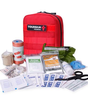 Trauma First Aid Kit - IFAK 1st Aid EDC Med Kit, Tactical Emergency Military Molle Bag First Response Stop The Bleed Kit for Camping Boat Red