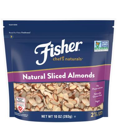 Fisher Sliced Almonds, 10 Ounces, Unsalted, No Preservatives, Naturally Gluten Free, Non-GMO, Keto, Paleo, Vegan Friendly