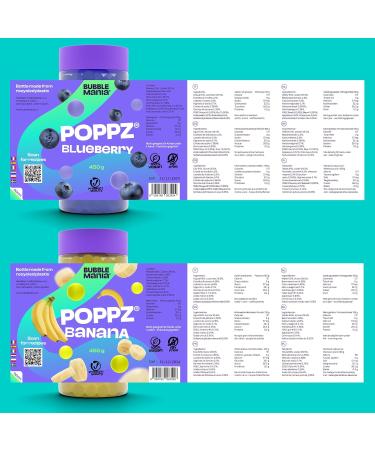 Bubble Mania Bubble Tea Pearls - Vegan & Gluten-Free Popping Boba | Banana & Blueberry Flavor | Ready to Eat Pack of 2 - Buy Online on GoSupps.com