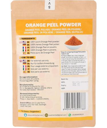 SVATV Orange Peel Powder 227g - Face Brightening, Skin Lightening, Deep Cleansing, Pore Minimizing with Vitamin C for Skin & Hair - Buy Online on GoSupps.com