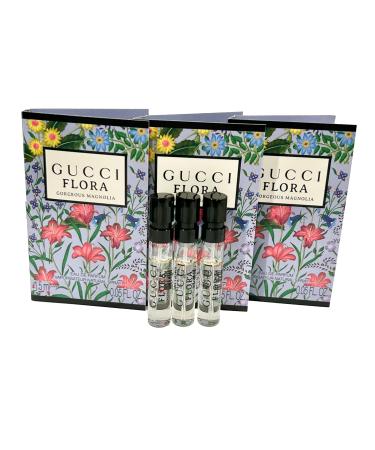 Gucci Flora Gorgeous Magnolia Sample Perfume Women EDP Spray 1.5 ml / 0.05 oz - set of 3