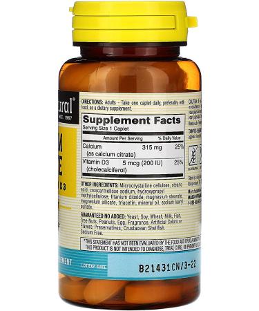 Mason Natural Calcium Citrate + Vitamin D3 - 60 Caplets for Bone Health - Buy Online on GoSupps.com