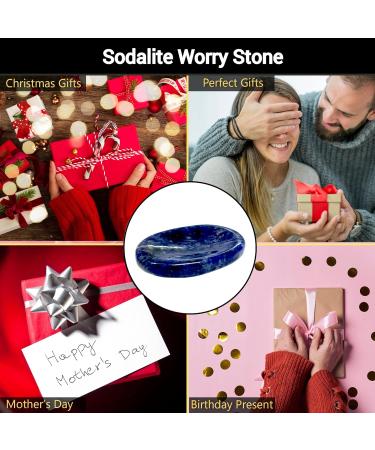 Sodalite Worry Stone - Calming Crystal for Anxiety Relief, Stress Self-Care & Meditation - Chakra Balancing Pocket Comfort Stone - Buy Online on GoSupps.com