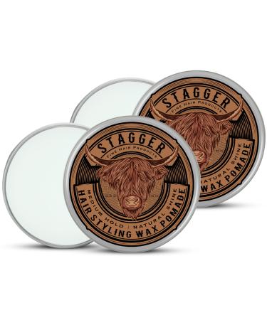 STAGGER Medium Hold Pomade with Natural Shine - Travel Size No Residue Men's Styling Wax for All Hair Types (Pack of 2)