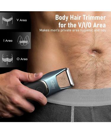 Kibiy Men's Body Groomer & Groin Hair Trimmer with LED Light - Rechargeable Wet/Dry Clippers for Pubic Area - Blue - Buy Online on GoSupps.com