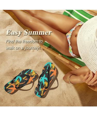 Mnsruu Tropical Coconut Palm Blossom Flip Flops - XXL Multi-Color Sandals for Men & Women | Perfect for Home Hotel Spa & Travel - Buy Online on GoSupps.com