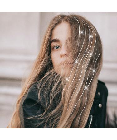 Sparkling 48 Inch Silver Hair Tinsel Extensions Kit - 600 Strands with Tools for Women & Girls - Heat Resistant Glitter Tinsel - Buy Online on GoSupps.com