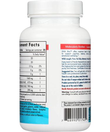 Nordic Naturals DHA Xtra 1000 mg - Strawberry Flavor, 60 Soft Gels - Omega-3 Supplement - Buy Online on GoSupps.com