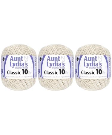 3-Pack - Aunt Lydia's Classic Crochet Thread - Natural - Size 10 Value Pack  - 1000 Yards Each