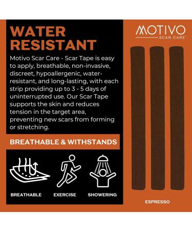 Motivo Scar Care Bundle - Scar Tape & Roller Serum (10ml) | Water & Sweat Resistant | For Surgical, C-Section, Trauma & Acne Scars | Ideal for All Skin Types | Espresso - Buy Online on GoSupps.com