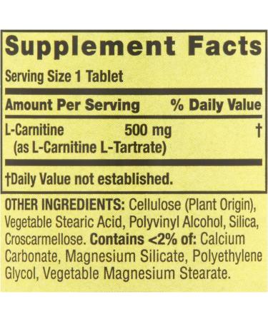 Spring Valley L-Carnitine 500mg - Heart Health Supplement (30 Tablets) | Gluten-Free, No Artificial Flavors | with Luall Fridge Magnetic - Buy Online on GoSupps.com