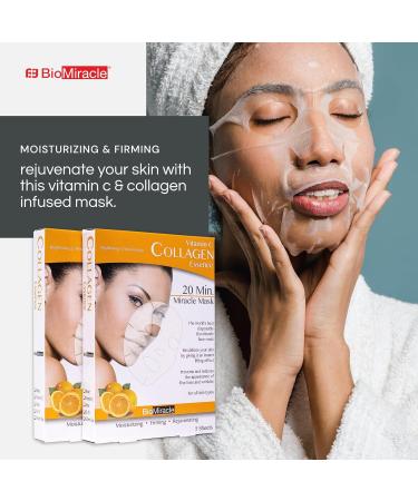 BioMiracle Vitamin C Collagen Essence 20 Min Miracle Mask - 5 Pack Moisturizing & Firming For Youthful Skin - Buy Online on GoSupps.com