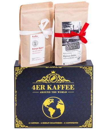 Coffee gift set from 4 Berlin coffee roasters |Around the World |4 Single Origin Coffee from 4 Continents |Birthday gift |Gift idea for men & women |Birthday gift whole bean 400 g (1 Pack)