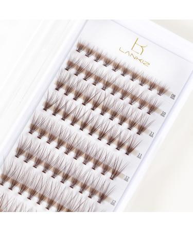 LANKIZ Individual Lashes Natural Cluster Lashes, 20 Roots Brown DIY Lash Extension, C Curl 0.07mm Thickness 8-14mm Mix Faux Mink Colored Eyelash Extension at Home 8-14 mm Classic Cluster C -0.07 Brown