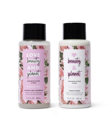 Love Beauty and Planet Shampoo & Conditioner for Color-Treated Hair Murumuru Butter & Rose Shampoo and Conditioner Silicone Free, Paraben Free and Vegan, White, 13.5 Fl Oz (Pack of 2) Shampoo and Conditioner Set 13.5 Fl Oz