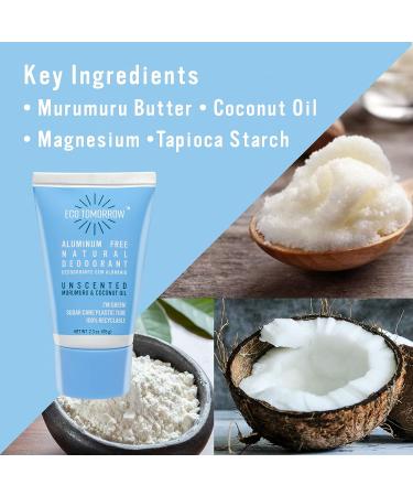 EcoTomorrow Unscented Aluminum-Free Deodorant 2.3 oz (Pack of 3) - 48h Protection - Original Natural Formula with Murumuru & Coconut Oil - Women and Men - 6.90 oz (Pack of 1) - Buy Online on GoSupps.com