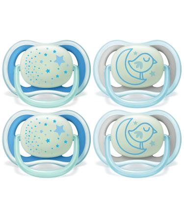 Philips AVENT Ultra Air Nighttime 6-18 Months Pacifier Blue Pack of 4 SCF376/43 Blue/Green
