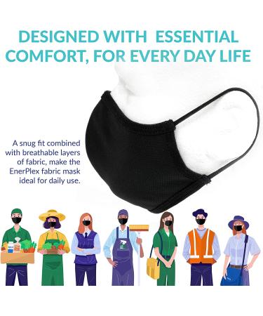 EnerPlex Reusable Cloth Face Mask - Breathable & Comfortable Safety Mask for Home & Office - Washable & Large Size - 3 Pack Black - Buy Online on GoSupps.com
