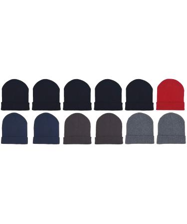 Kids Winter Beanies, 12 Pack Warm Cold Weather Hats Boys Girls Children Assorted Solids #2