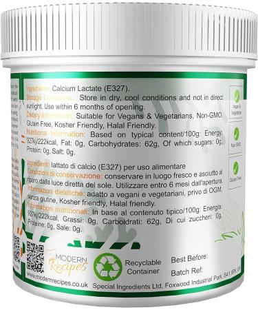 Premium Quality Calcium Lactate Powder 500g - Vegan & Vegetarian - Non-GMO & Gluten-Free - Recyclable Container - 500g (Pack of 1) - Buy Online on GoSupps.com
