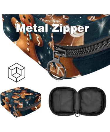 MUOOUM Christmas Gingerbread Pattern Women's Menstrual Storage Bag | Portable Zipper Bag for Teens & Women - Buy Online on GoSupps.com