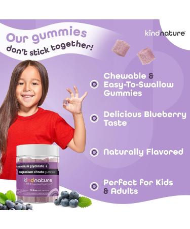Kind Nature 2-in-1 Magnesium Gummies - 1000mg Citrate & 400mg Glycinate for Kids & Adults - High Absorption Complex for Calm & Sleep - Buy Online on GoSupps.com