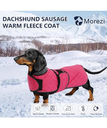 Shop Minezi Waterproof Dachshund Winter Jacket - Wool Lined Adjustable Pink - Ideal Dog Clothing for Medium Dogs (Back Length: 47-50cm) - Buy Online on GoSupps.com