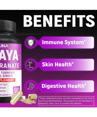 CIVIMUNA Papaya Capsules with Papaya Pomegranate Apple Pectin and More - 90 Capsules for 3 Months Supply - Buy Online on GoSupps.com