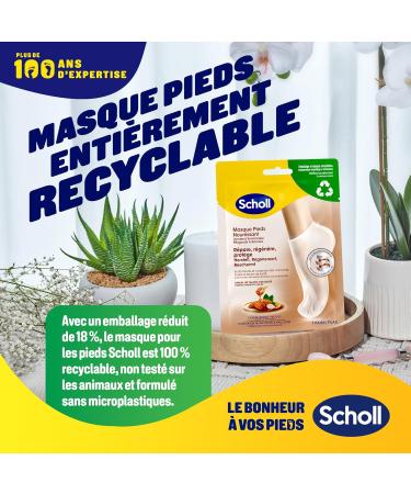 Dr. Scholl's Masque Pieds l'Amande et au Miel pour peaux s ches - En 20 minutes - Chaussettes de soin hydratantes non grasses et faciles utiliser - Masques et emballage recyclables - 1 paire - Buy Online on GoSupps.com