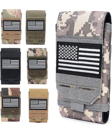 VIIDOO Upgrade 1000D Laser Cust Molle Phone Pouch | Waterproof Tactical Cell Phone Holder with US Flag Patch | Simple Black | Fits 4.7-6.7 Phones - Buy Online on GoSupps.com