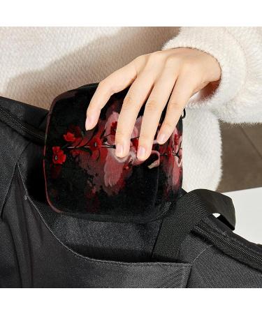 Menstruation Pad Bag with Zipper | Women's Tampon & Napkin Bag - Flamingos Poppy Flowers Design - Buy Online on GoSupps.com