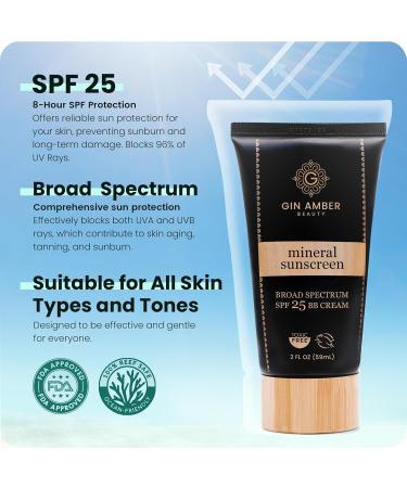 Buy Gin Amber Beauty Mineral Tinted SPF 25 - Toxic Free Sunscreen & BB Cream for Sensitive Skin | Revolutionary Zinc Oxide Formula - Buy Online on GoSupps.com