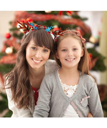 Jxuane Christmas Headband Christmas Flower Deer Headband Flower Antlers Headband Flower Antlers hair piece Animal Horns Headwear Flower Antlers Hair Accessories for Girls and Women - Buy Online on GoSupps.com