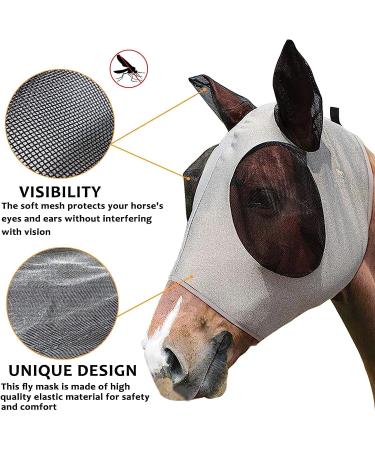Horse Mask Fly Mask with Ears for Protecting from UV and Fly Comfortable & Stretchable Suitable for Most Large Horses - Buy Online on GoSupps.com