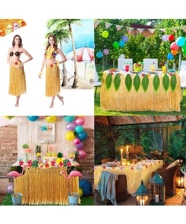Fasezoomit Hawaiian Tropical Party Decorations Set - 55 Pieces with Table Skirt, Palm Leaves, Luau Flowers, Tissue Pineapple - Island Theme Party Decoration (Golden) - Buy Online on GoSupps.com
