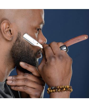 Sapiens Barbershop Razor for Men - Beard Razor + 20 Derby Blades & Carrying Bag - Wooden Handle Straight Razor Set (12 Pieces) - International Shipping Available - Buy Online on GoSupps.com