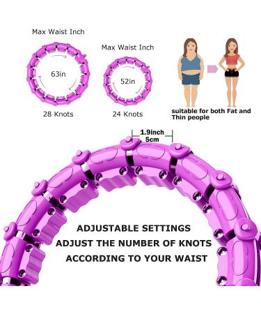 Large Smart Weighted Exercise Hoop for Abdomen Fitness & Weight Loss - Adjustable Weight & Auto-Spinning Ball - Purple - Buy Online on GoSupps.com