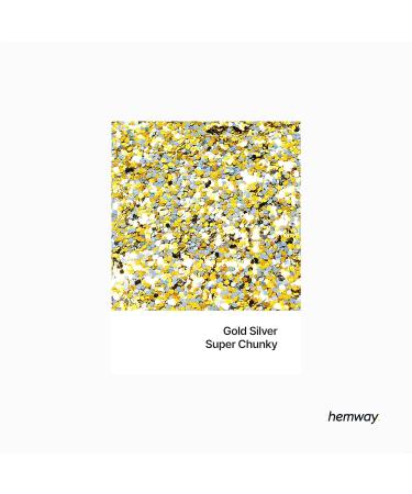 Hemway Premium Ultra Sparkle Glitter - Multi-Purpose Metallic Flake for Arts Crafts Nails Cosmetics - Gold Silver Super Chunky (100g) - Perfect for Festivals & Face/Hair Applications - Buy Online on GoSupps.com