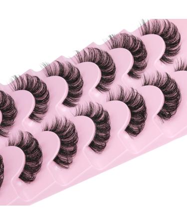 Lashes Natural Look False Eyelashes D Curl 16mm Lashes 3D Wispy Faux Mink Eyelashes with Clear Band Fake Eye lashes 7 Pairs by Goddvenus