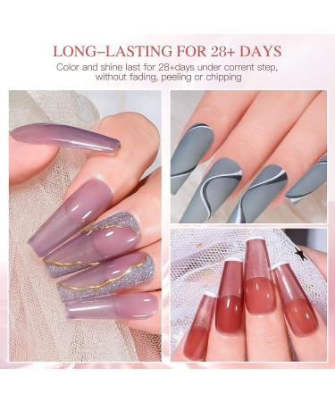 MEET ACROSS Jelly Gel Nail Polish Set - 6 Morandi Colors for Salon Gel Manicure and DIY Nail Art (Gray, Purple, Yellow) - Buy Online on GoSupps.com
