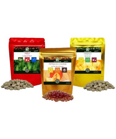 “Urinary Comfort” Pack NAKURU | Squash Seed 60 Capsules | Horsetail 90cps | Dandelion 90cps | Analyzed and Packaged in France | “Solve Your Urinary Problems Naturally!”