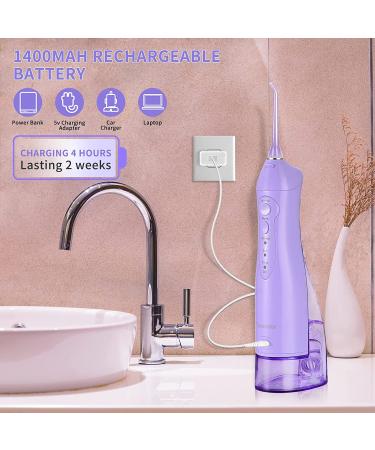 TOVENDOR Cordless Electric Water Flosser - 3 Modes 3 Tips for Family Hygiene | 300ML Waterproof Waterflosser (Z-violet) - Buy Online on GoSupps.com
