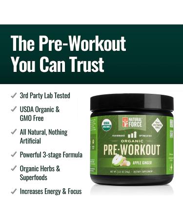 Natural Force Organic Pre Workout Powder | 3-Stage Formula with Superfoods & Adaptogens | Apple Ginger Flavor | Gluten Free & Non-GMO | 3.31 oz - Buy Online on GoSupps.com