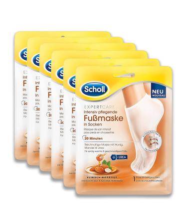 Scholl EC intensive nourishing foot mask honey & almond moisturising care 6 x 1 pair of disposable socks 170 ml (pack of 6)