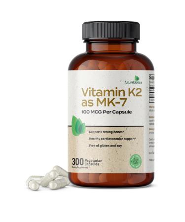 Futurebiotics Vitamin K2 as MK-7 100 mcg Supports Strong Bones- Non-GMO 300 Vegetarian Capsules 300 Count (Pack of 1)