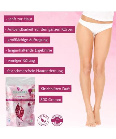 800g Dermawax Cherry Kiss Waxing Pearls for Hair Removal | Brazilian Bikini Zone Armpits & Back | Non-Fleece Strips | All Skin Types - Buy Online on GoSupps.com